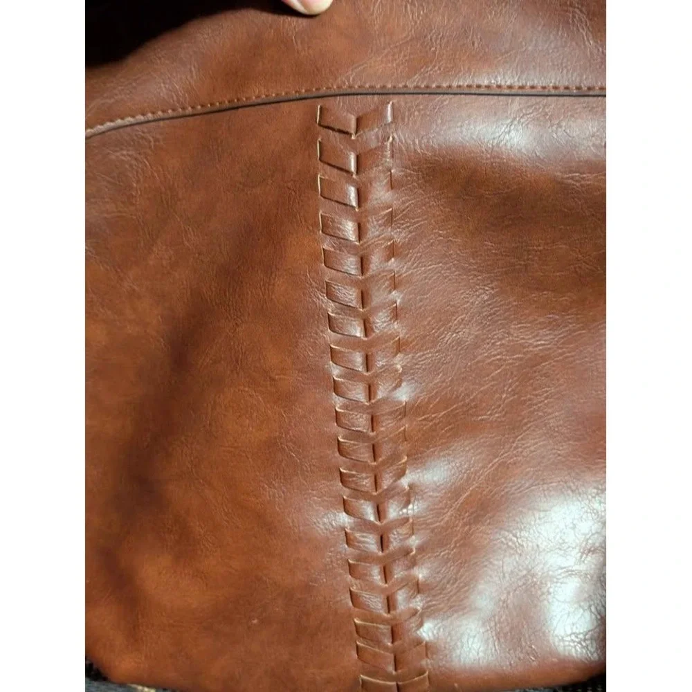 Time‎ and Tru Piper Hobo Bag Brown Faux Leather Shoulder Purse